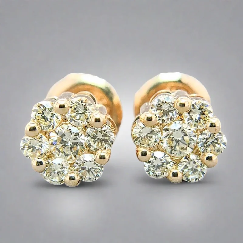 Women’s twisted gold earrings-14K Y Gold 0.25cttw SI2/L Diamond Cluster Earrings