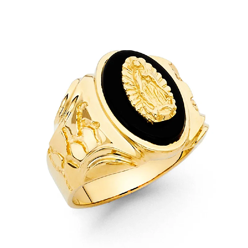 Women’s adjustable gemstone rings-14K NUGGET ONYX MEN'S RING