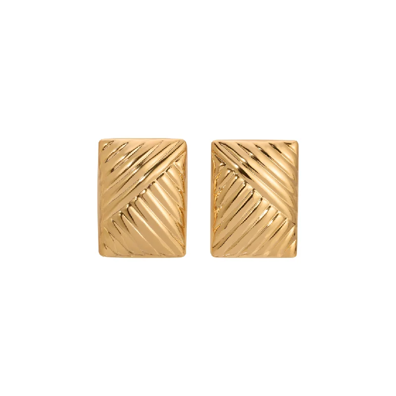 Women’s adjustable hoop earrings-LINED GOLD