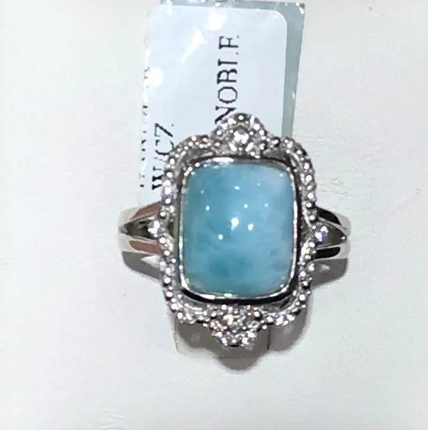 Women’s gold engagement rings-Sterling Silver Larimar Ring