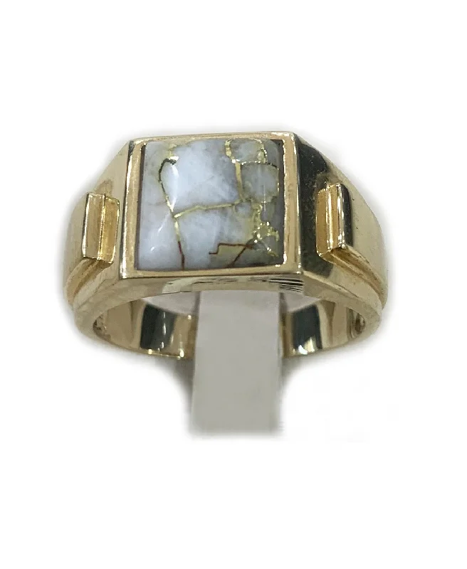 Women’s birthstone rings-14k Yellow Gold Mens Golden Quartz Ring