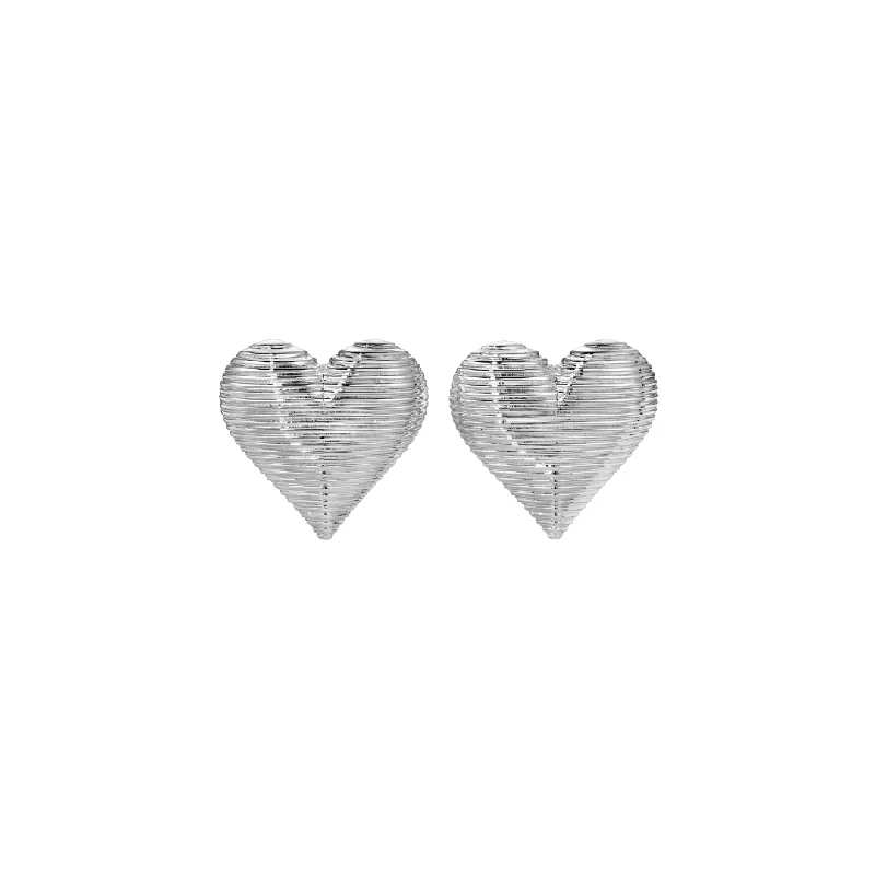 Women’s hoop stud earrings-REAL LOVE III SILVER