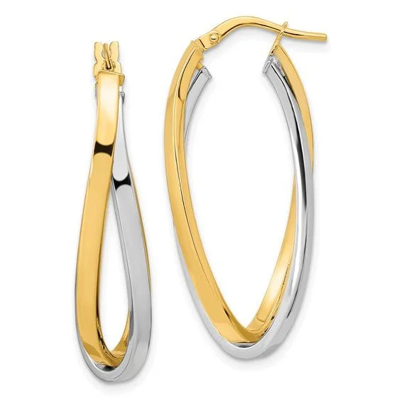 Women’s infinity hoop earrings-14K TT Gold Double Oval Hoop Earrings