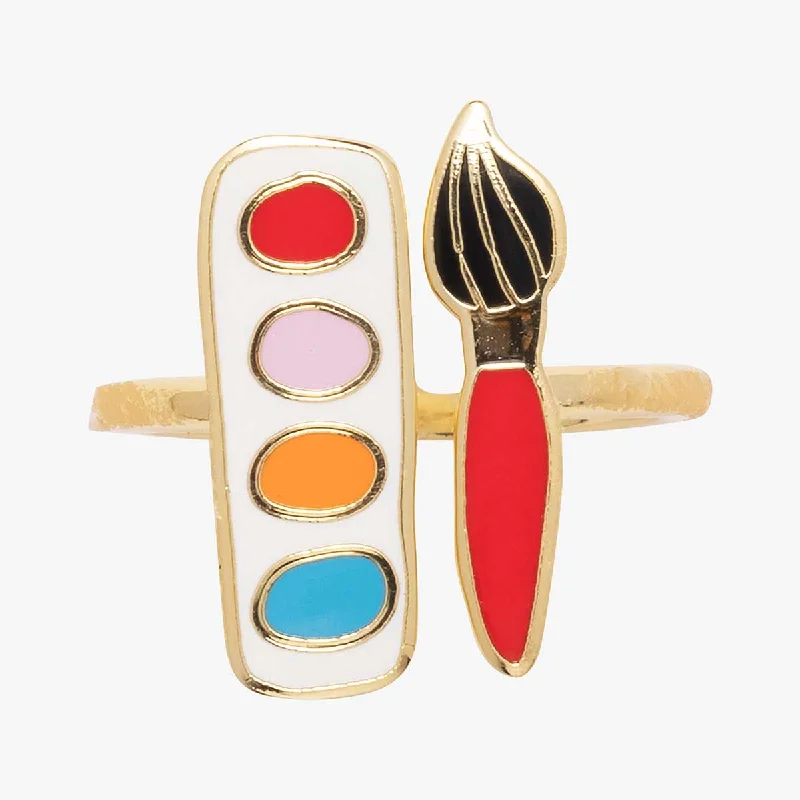 Women’s cocktail rings-Watercolors & Brush Ring