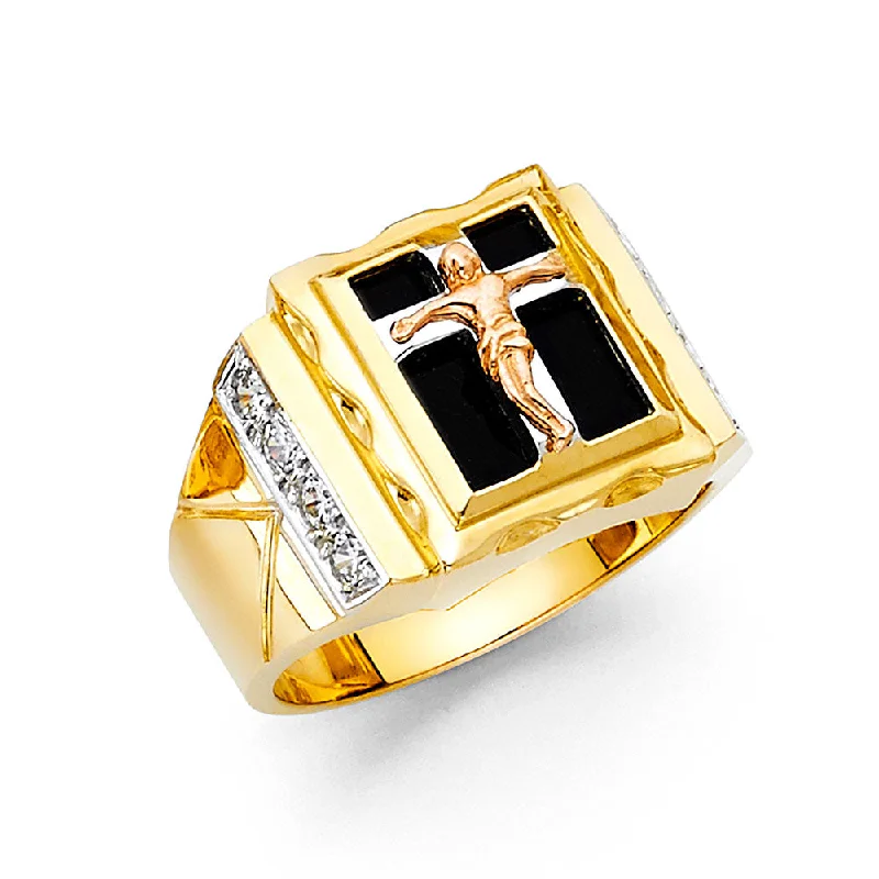 Women’s engraved wedding rings-14K ONYX MENS RING