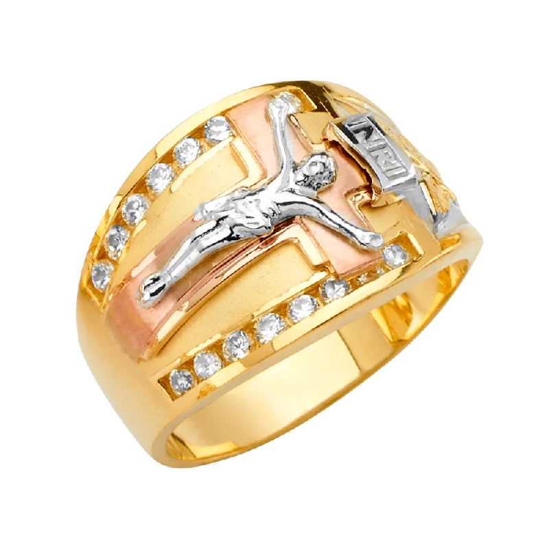 Women’s twist rings-14K Jesus Men's CZ Ring