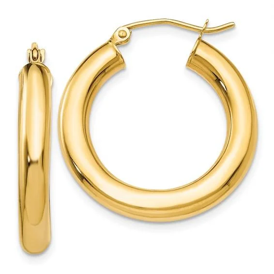 Women’s tassel earrings-14K Y Gold 25mm High Polished Hoop Earrings