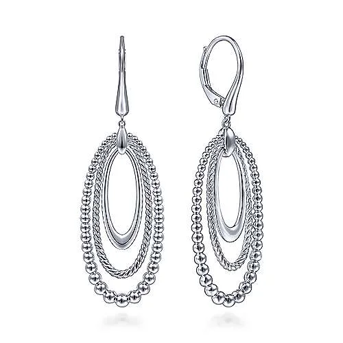 Women’s infinity hoop earrings-SS 3 Oval Beaded Drop Earrings