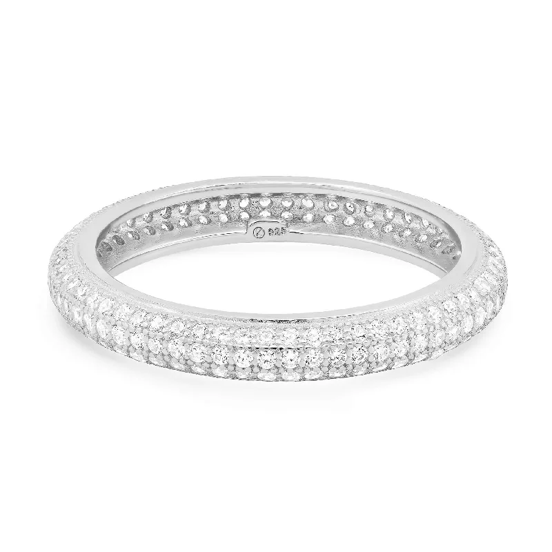 Women’s infinity rings-TRIPLE ROW PAVE ETERNITY RING, SILVER