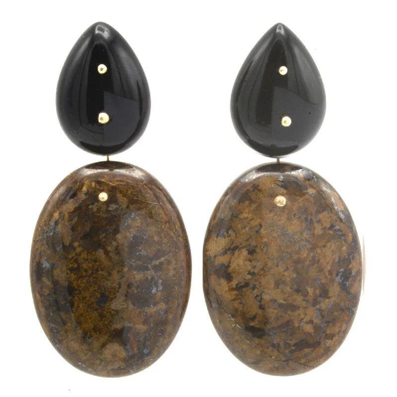 Women’s trendy earrings-Mobile Earrings Onyx Bronzite