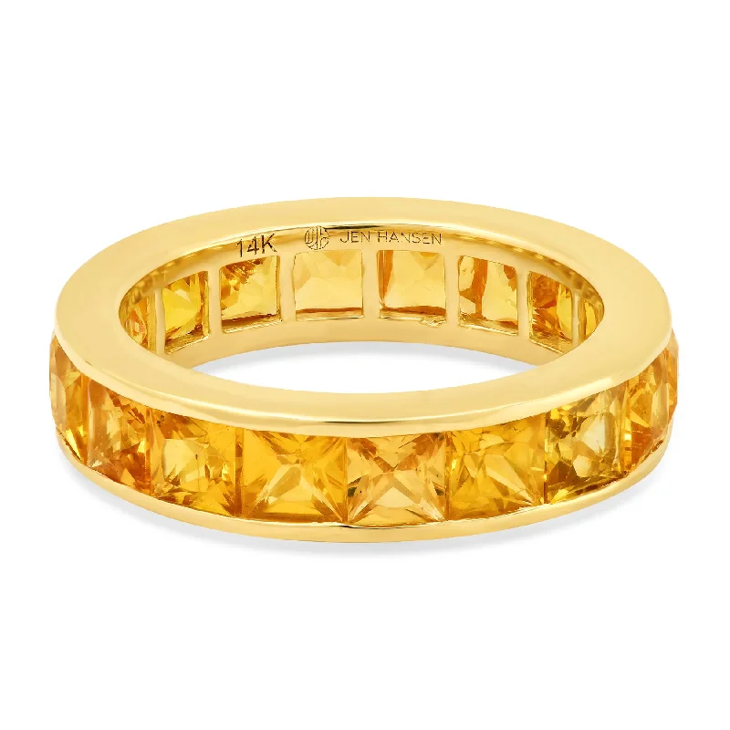 Women’s emerald cut rings-LARGE YELLOW SAPPHIRE CHANNEL SET RING, GOLD