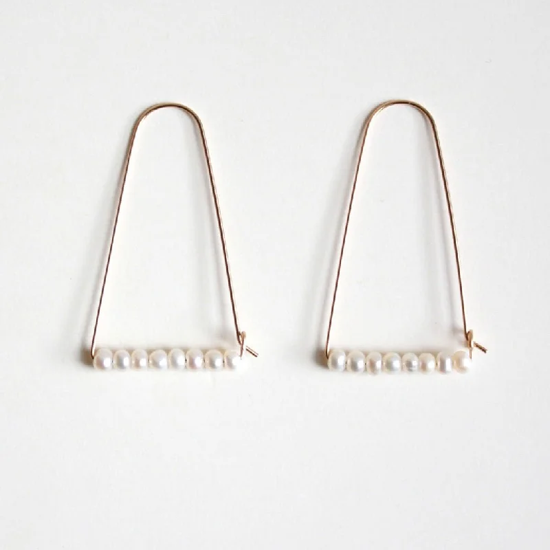 Women’s flower stud earrings-Large Mountain Hoop Earrings with Freshwater Pearls