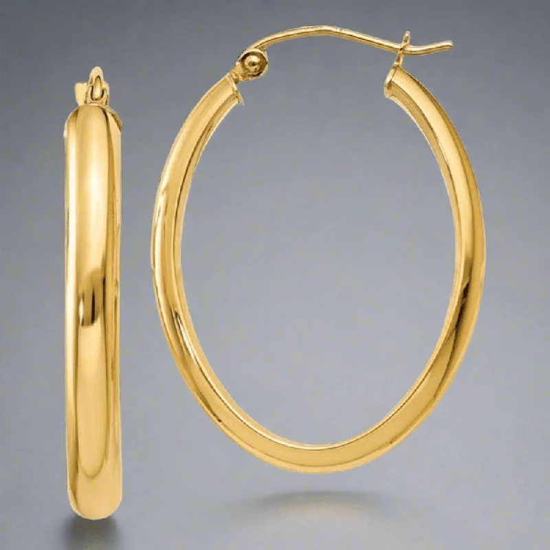 Women’s gold drop earrings-14K Y Gold Oval Hoop Earrings 31.7mm x 22mm