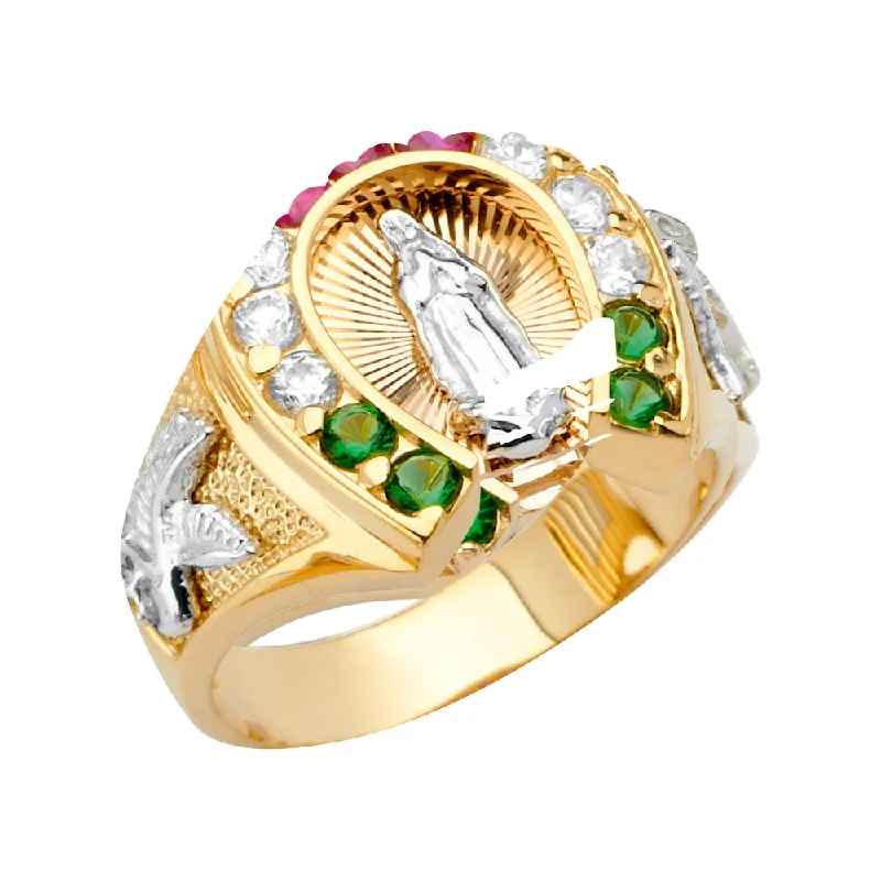 Women’s personalized rings-14K Horse Shoe Men's CZ Ring Guadalupe