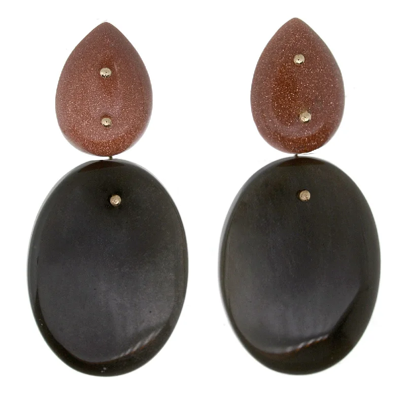 Women’s minimalist stud earrings-Mobile Earrings Goldstone Obsidian