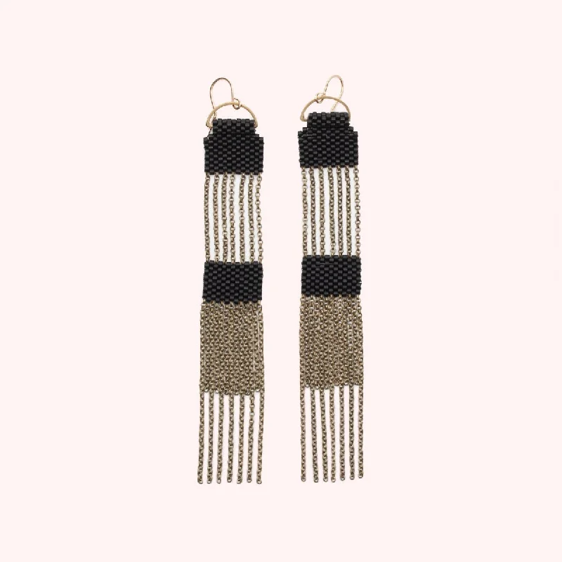 Women’s pearl drop earrings-Silo Earrings in Black