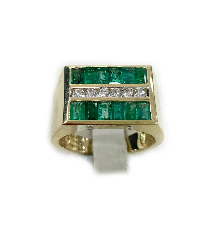 Women’s yellow gold rings-14k Yellow Gold Mens Emerald Ring