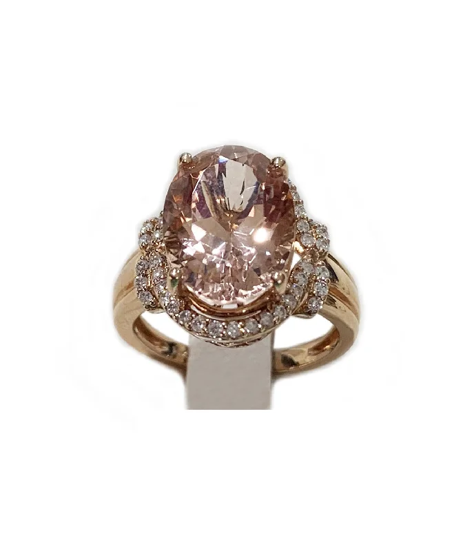 Women’s emerald rings-14k Rose Gold Morganite Ring