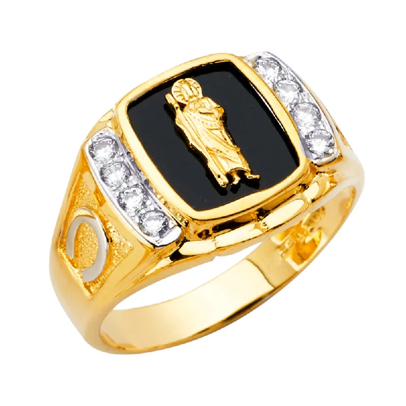 Women’s wide band rings-14K ONYX SAN JUDE MENS RING