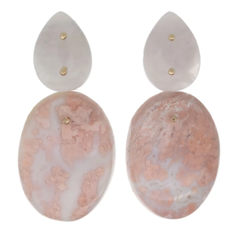 Women’s hoop earrings with diamonds-Mobile Earrings Rose Quartz Pink Chalcedony