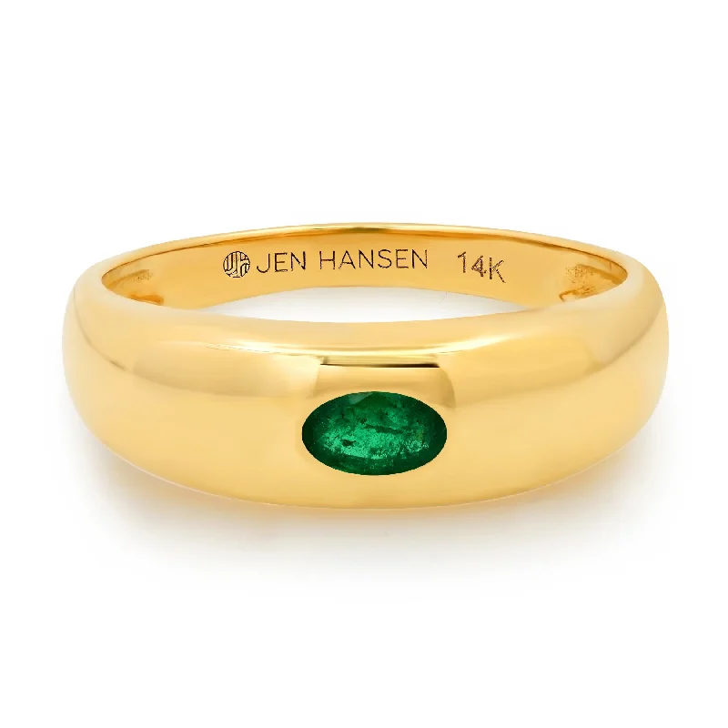 Women’s anniversary diamond rings-EMERALD EYE RING, 14kt GOLD