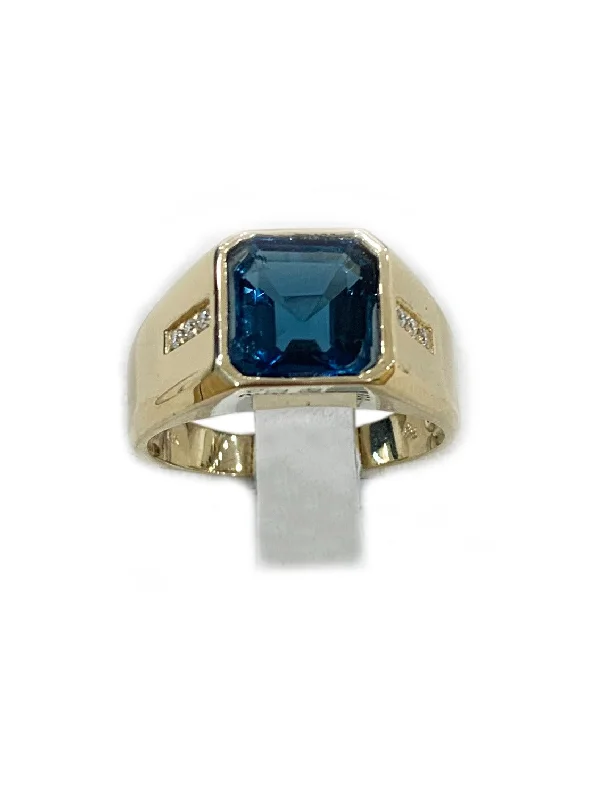 Women’s cocktail rings-14k Yellow Gold Mens Topaz Ring