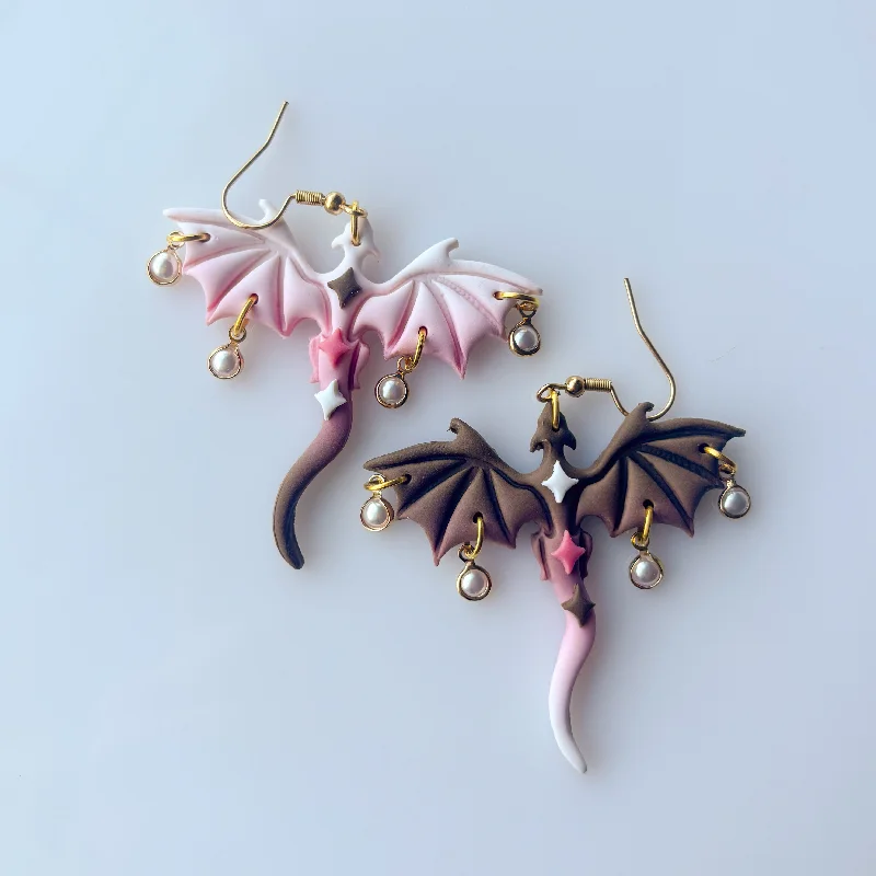 Women’s rose gold earrings-NEAPOLITAN ICE CREAM DRAGON EARRINGS