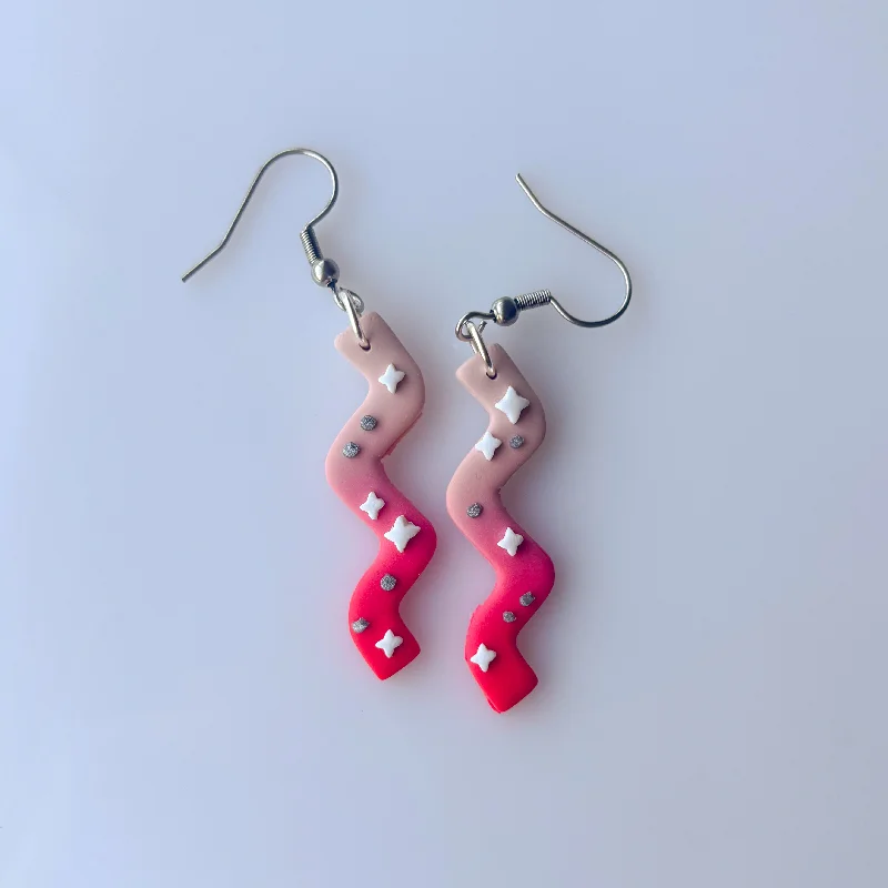 Women’s custom earrings-WAVY CELESTIAL SQUIGGLE EARRINGS