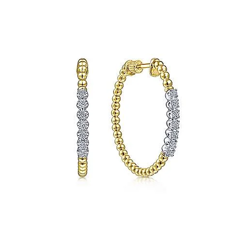 Women’s statement gold earrings-14K Y Gold 0.30ctw Diamond Hoop Earrings