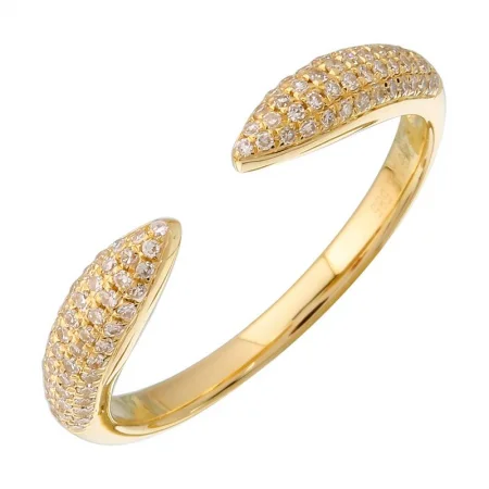 Women’s pearl rings-14k Yellow Gold Open Diamond Claw Ring