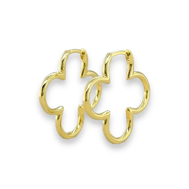 Women’s stud earrings-YGP Sterling 18mm Clover Shape Hoop Earrings