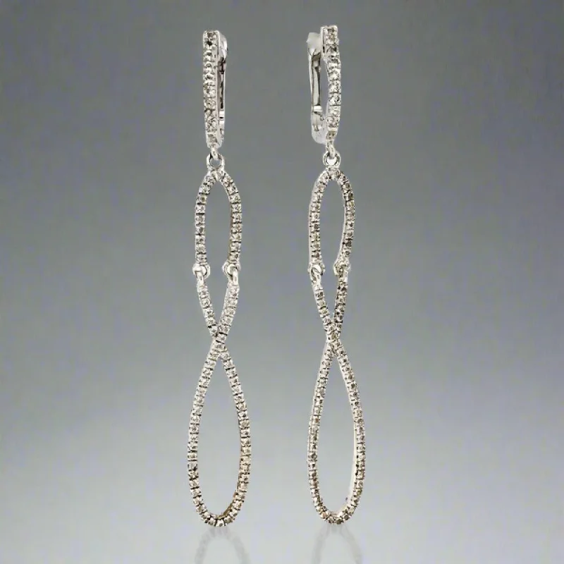 Women’s trendy earrings-SS White Topaz Infinity Dangle Earrings