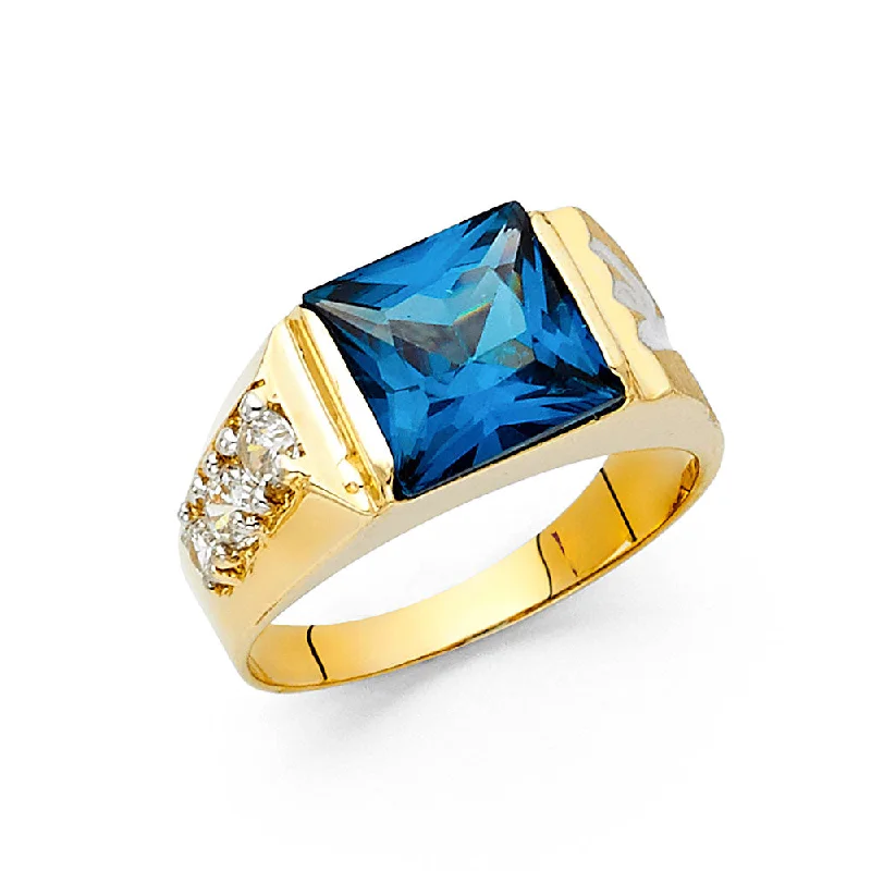 Women’s yellow gold rings-14KY CZ MENS RING