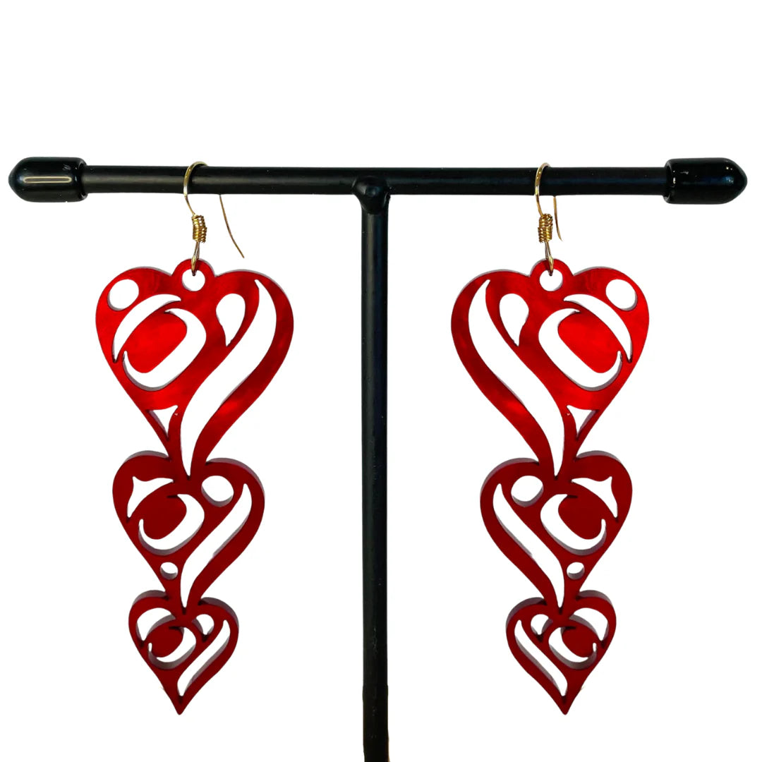 Women’s long dangling earrings-Totem Design House "Heart Drops" Earrings