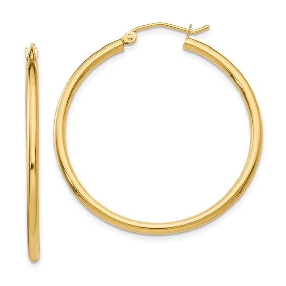 Women’s designer earrings-14K Y 35mm Gold Hoop Earrings