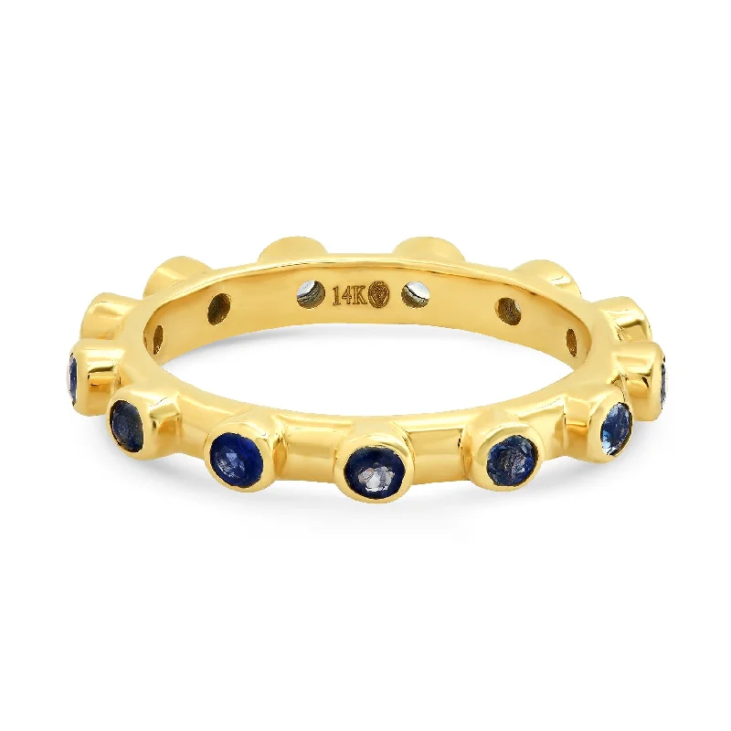 Women’s wedding rings with diamonds-SAPPHIRE DOTTED STACKED RING, GOLD