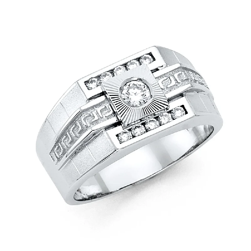 Women’s halo engagement rings-14K White Gold Men's Ring