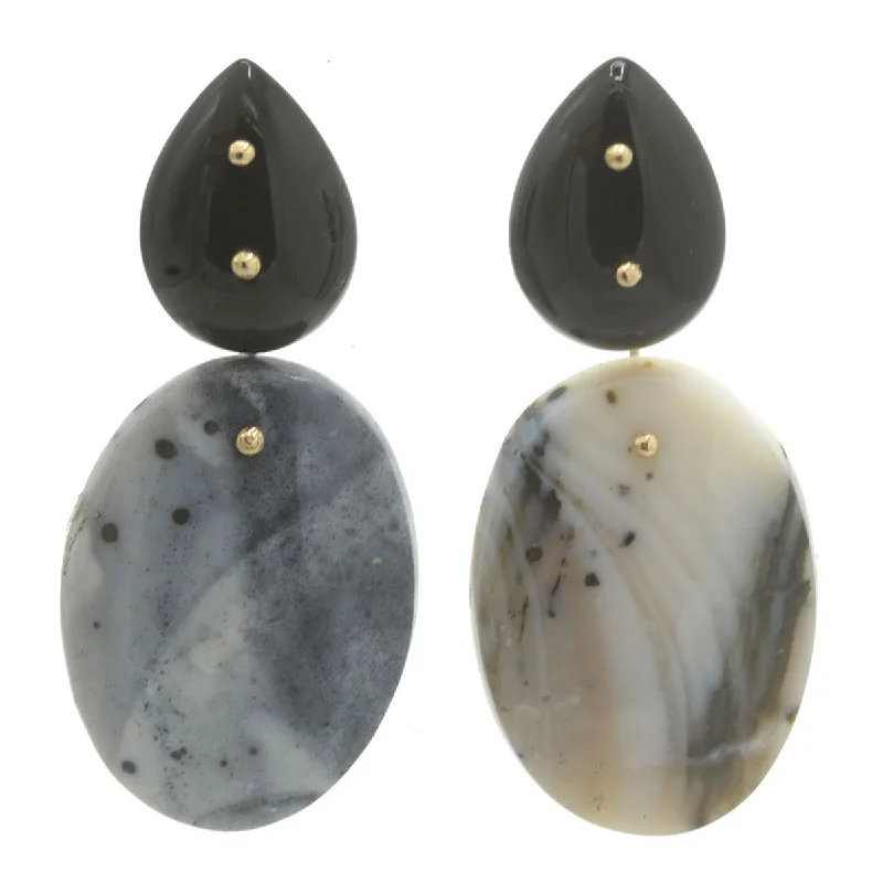 Women’s bridal earrings-Mobile Earrings Onyx Dendritic Agate