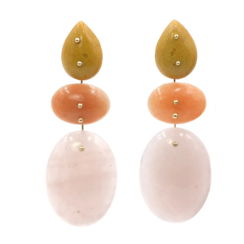 Women’s drop earrings-Mobile Earrings Jasper Aventurine Rose Quartz Dark