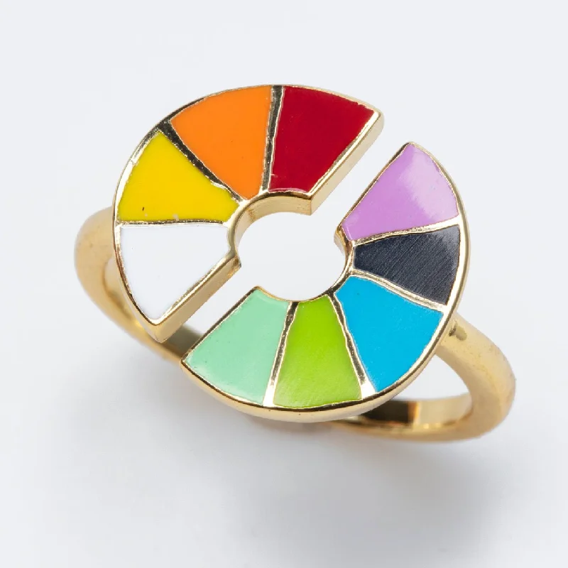 Women’s silver stackable rings-Color Wheel Ring