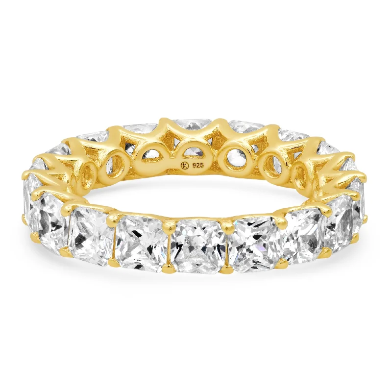 Women’s twist rings-LARGE PRINCESS CUT ETERNITY RING, GOLD