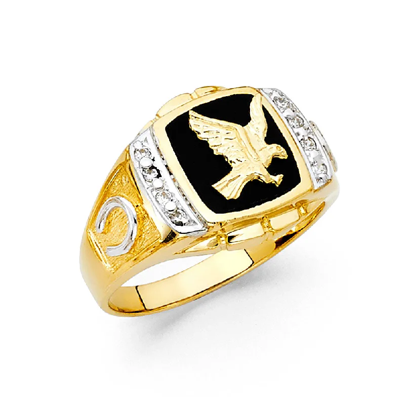 Women’s ruby rings-14K ONYX EAGLE MENS RING