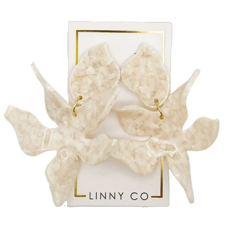 Women’s ear jackets-Linny Co | Flora Drop Earrings in White Shell