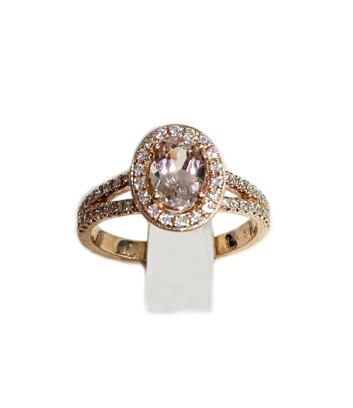 Women’s engraved rings-14k Rose Gold Morganite Ring