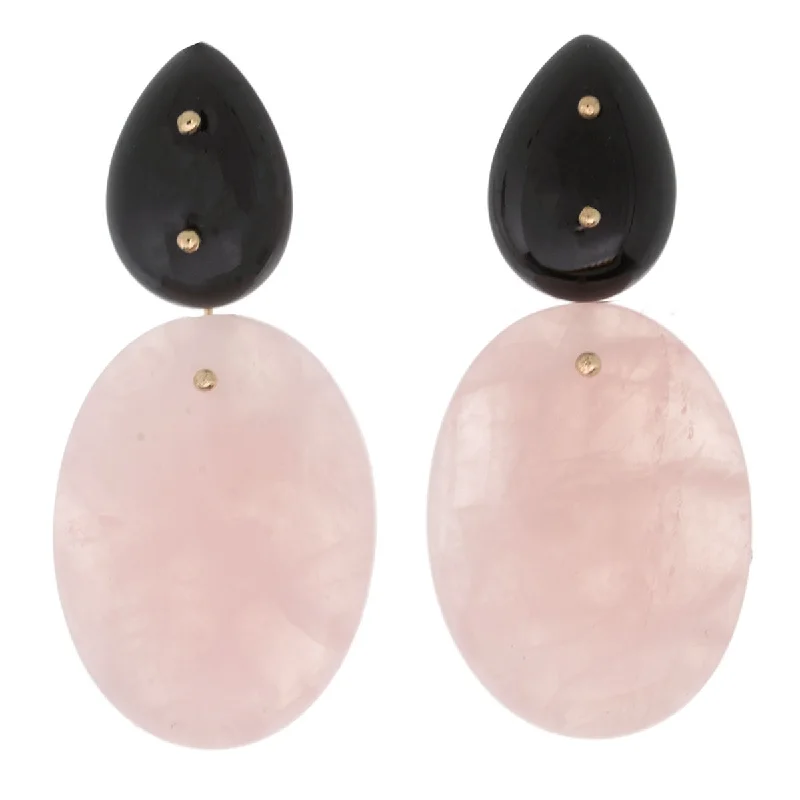 Women’s dangly diamond earrings-Mobile Earrings Onyx Rose Quartz