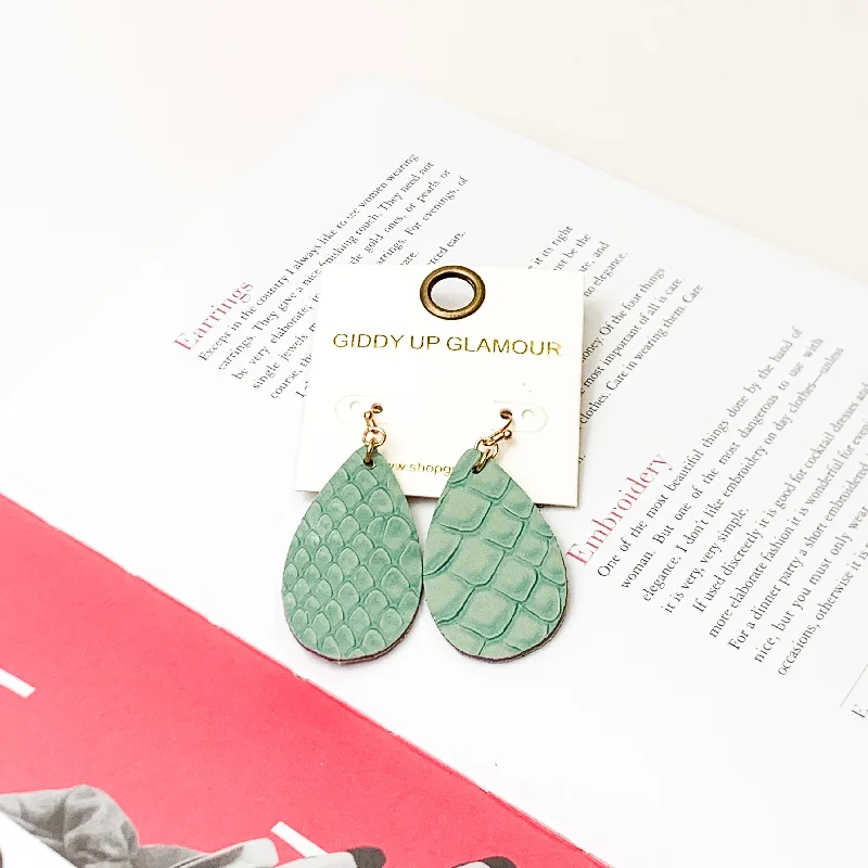 Women’s geometric earrings-Turquoise Siren Teardrop Earrings in Mint