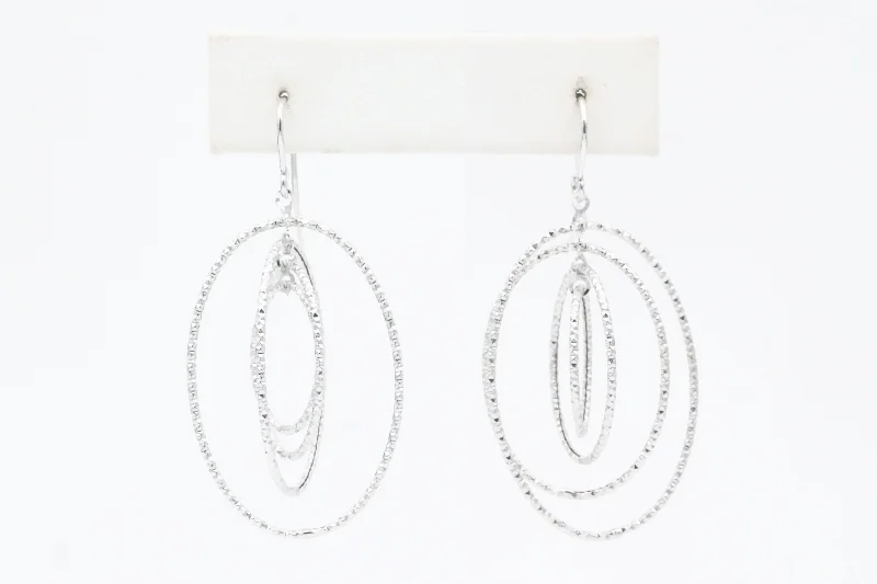 Women’s crystal drop earrings-White Gold Multi-Hoop Dangle Earrings