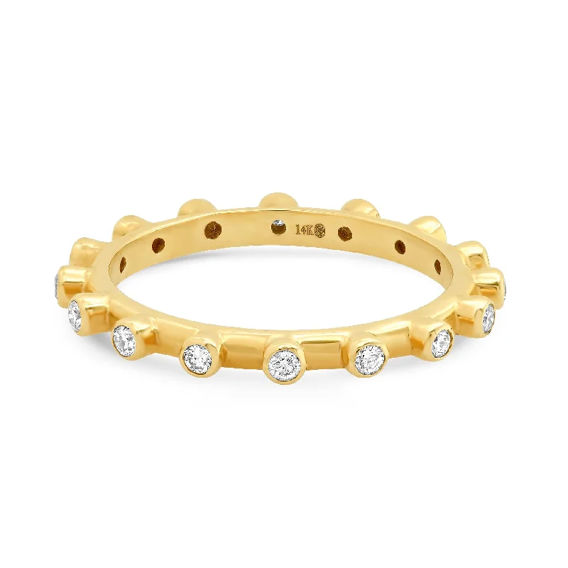 Women’s handmade rings-DIAMOND DOTTED STACKED RING, GOLD