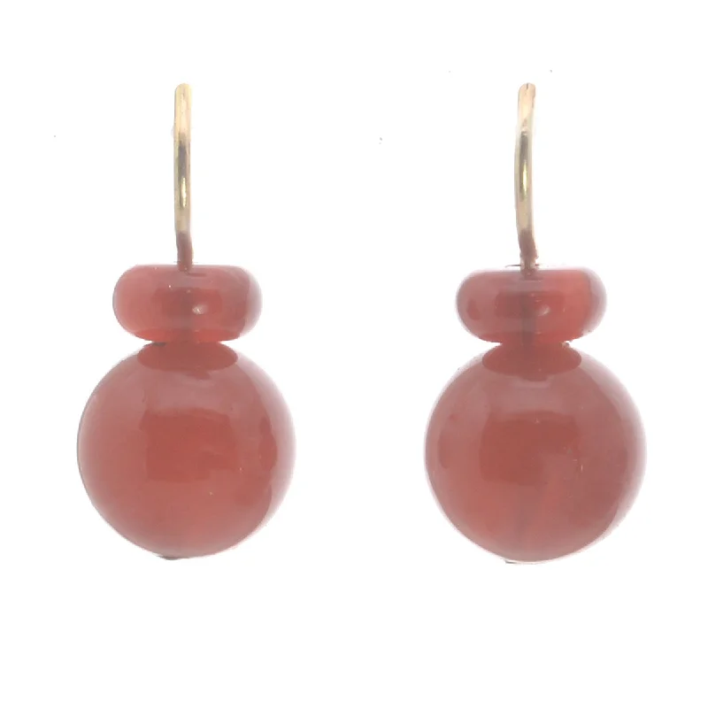 Women’s vintage diamond earrings-Pom Pom Hooplet Earrings Carnelian