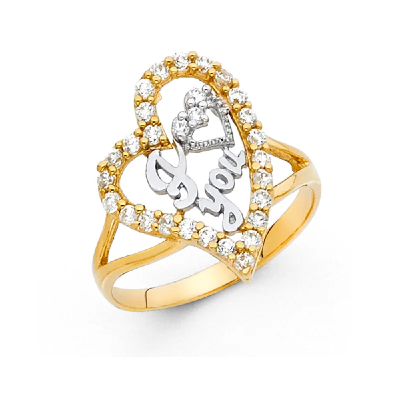 Women’s fashion statement rings-14K  CZ I LOVE YOU RING